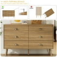 thumbnail image 5 of YouTrend Mid-Century 6 Drawer Dresser with Shell-Shape Handles,Wood Adult Storage Cabinet for Living Room,Bedroom,Oak, 5 of 11