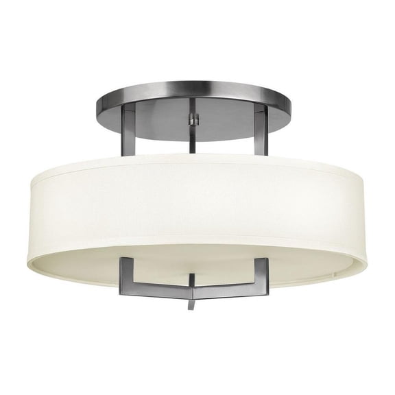 3 Light Medium Semi-Flush Mount in Transitional Style 20 inches Wide By 12 inches High-Antique Nickel Finish-Incandescent Lamping Type Bailey Street