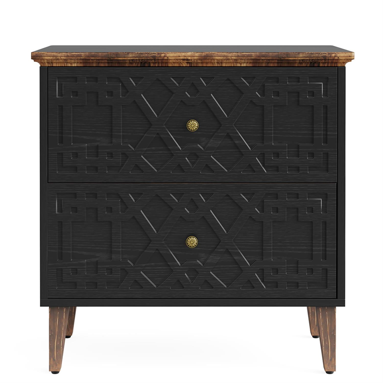 Demi Bonn 2-Drawer File Cabinet, Wood Filing Cabinet for Home Office, Printer Stand, for A4, Letter-Size Documents, Storage Cabinet for Home Office, Black