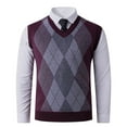 thumbnail image 2 of VBTAPA Mens Argyle Sweater Vest Knit Sleeveless Pullover Sweaters V Neck Slim Fit Casual Dress Vest Red M, 2 of 7