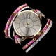thumbnail image 3 of Reloj de cuarzo de aleación de PU multicapa con cuerda trenzada de moda retro para mujer (rojo rosa), 3 of 4
