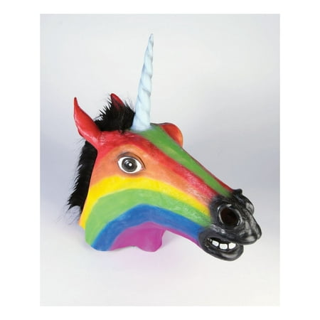 Latex Rainbow Unicorn Mask Halloween Costume Accessory