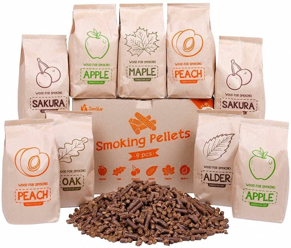 Zorestar Smoker Wood Pellets Variety Pack Of 9 Pcs Premium Cooking