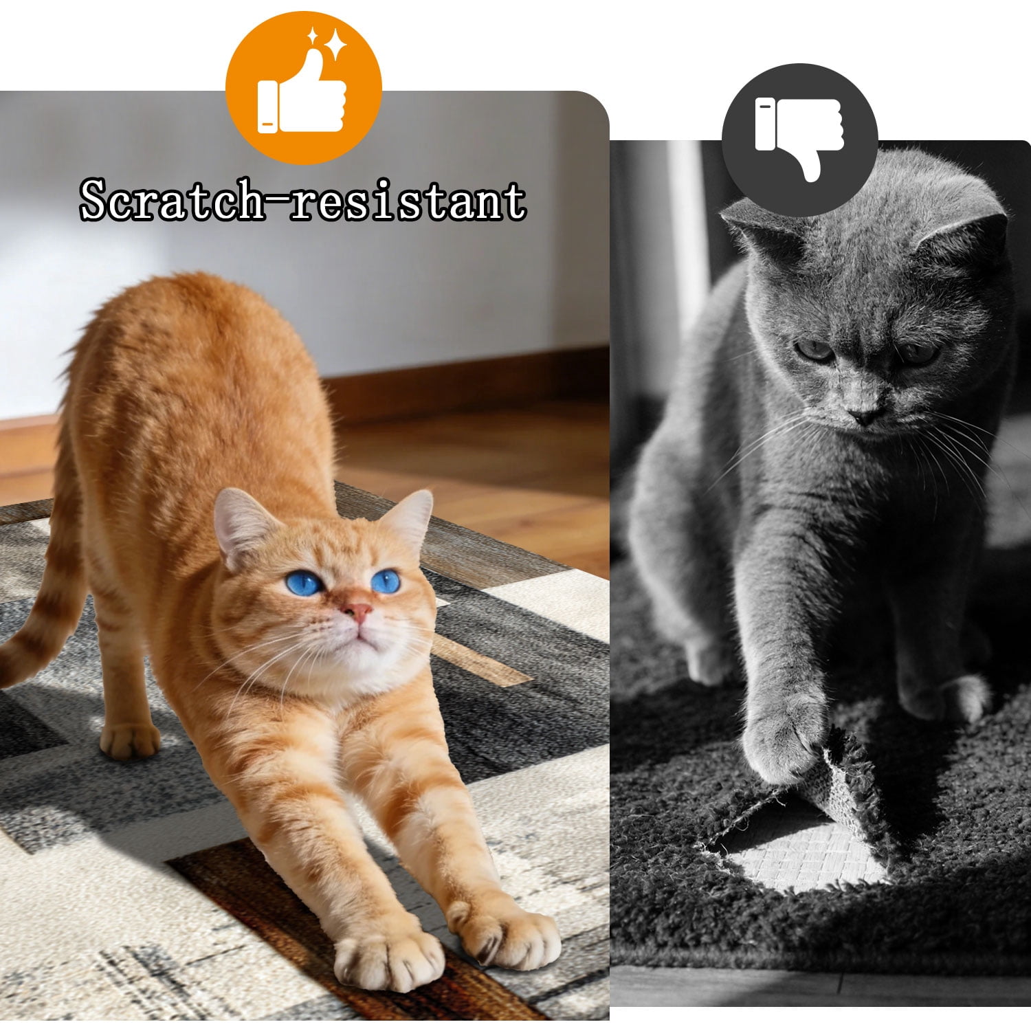 3-Piece Farmhouse Kitchen Rug Set, Washable Anti Slip Striped Floor Mats in 3 Sizes, Stain Resistant Decor Rugs for Kitchen Hallway Bathroom Home Christmas Decor