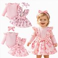 thumbnail image 5 of CAUYDY Little Baby Girl Clothing Newborn Ruffle Sleeve Romper Cute Sets 0 3 6 9 12 18 Months Toddler Photography Outfits Kids Suit Shower Christmas Gift Pink Sizes 3-6 Months, 5 of 5