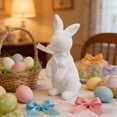 thumbnail image 5 of Easter Bunny Decorations Flocking Bunny Statue Miniature Rabbit Figurine Housewarming Gift Rabbit Desktop Ornament For Easter Home Desktop Table Decor - Yellow 8.5"X3.5"X3.1", 5 of 6