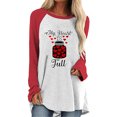 thumbnail image 1 of Women`s Multiple Color Fashion Flowy Nature V-neck Printing Long Sleeve Polyester Top Blouse Shirt(Red,M), 1 of 4