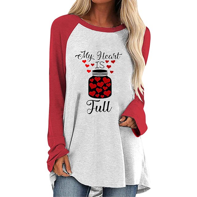 Women`s Multiple Color Fashion Flowy Nature V-neck Printing Long Sleeve Polyester Top Blouse Shirt(Red,M)
