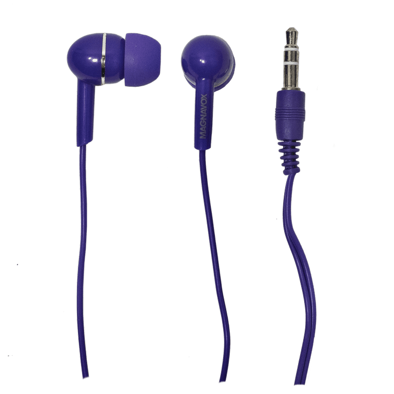 Buds | Wired Earbuds Comfort MHP4850-PL Stereo Available Extra Value in Magnavox Purple, White Durable Ear Rubberized Buds Pink, Black, | in Wired Purple | & | Cable Ear Blue,