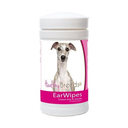 healthy breeds dog ear cleansing wipes for whippet - over 80 breeds  removes dirt, wax, yeast  70 count  easier than drops, wash, solutions  helps prevent infections and