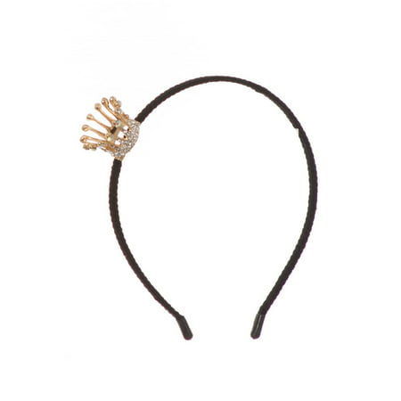 Girls Gold Adjustable Sparkle Rhinestone Crown Velvet Lined Headband