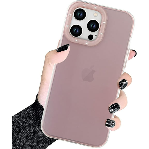 for iPhone 14 Pro Case Crystal Wireless Camera Protection Anti-Yellow Shockproof Clear Durable   2* Screen Protector iPhone 14 Pro Case for Girls Women- Pink