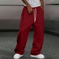 thumbnail image 6 of Men's Wide Leg Sweatpants Baggy Casual Drawstring Waist Joggers Lounge Sweat Pants with Pockets Red L, 6 of 6