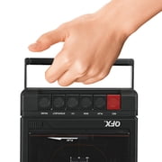 QFX Shoebox-Style Cassette Player/Recorder with Bluetooth, FM Radio, USB Input, Black, AC Adapter, RETRO-39BT