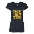 thumbnail image 2 of Straight Outta Los Angeles LAC Fan | Fantasy Football | Womens Sports Slim Fit Junior V-Neck Tee, Navy, 2XL, 2 of 4