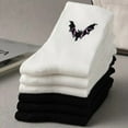thumbnail image 5 of 6 Pairs Bat Embroidered Halloween Socks - Funny Halloween Bat Patterned Socks for Halloween Gift Women&Men, 5 of 7
