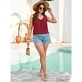 thumbnail image 2 of SHOWMALL Women's Plus Size Tank Top, V Neck Pleated Sleeveless Summer Beach Tops, Burgundy 3X Side Slit Casual Daily Tunic Layering Shirt for Work, 2 of 8