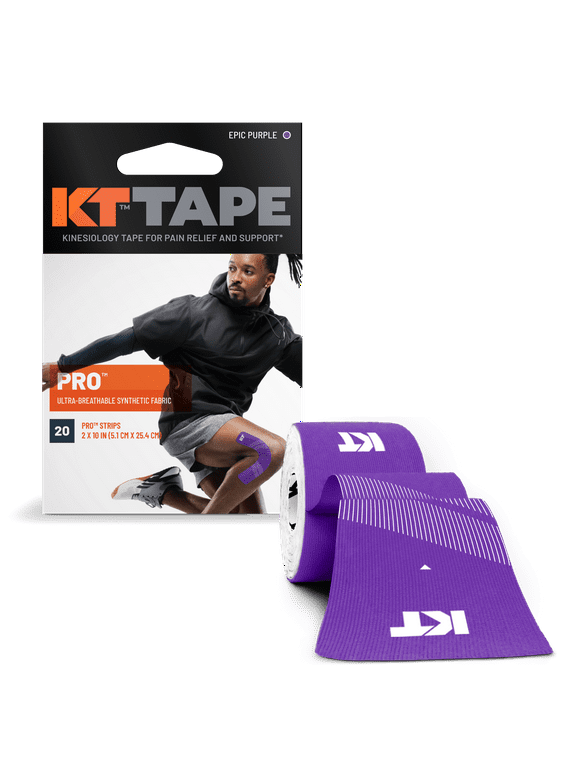 KT Tape Purple Pro Synthetic Kinesiology Tape 20 Precut Strips