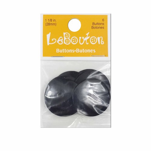Le Bouton Large Black Buttons, 6Pack