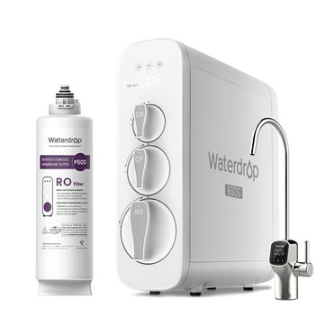 Waterdrop G3 Reverse Osmosis System, 8 Stage Tankless Reverse Osmosis Water Filter, NSF/ANSI 42 & 58 & 372 Certified, Under Sink RO System, 2:1 Pure to Drain, Smart LED Faucet,with WD-G3P600-RO