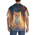 thumbnail image 3 of Fotbe Starry Sky Constellation Cat Camisa Estampada de Manga Corta para Hombre, Casual de Verano, Estilo Playero, Sin Arrugas-Large, 3 of 5