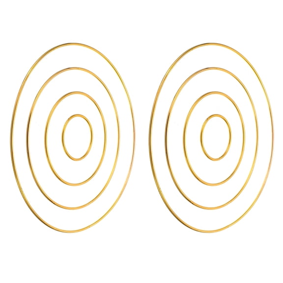 Uxcell Dream Catcher Rings Set, 2 Set 4 Sizes Metal Macrame Wreath Floral Round Ring Hoop, Gold