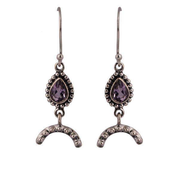 Amethyst Earring Gemstone Handmade 925 Solid Sterling Silver Dangle Earring Jewelry BY AUDRIELLE