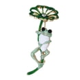 thumbnail image 1 of Broche de hoja de loto Zulema con incrustaciones de imitación de 4,6x2cm solapa esmaltada Verde, 1 of 6