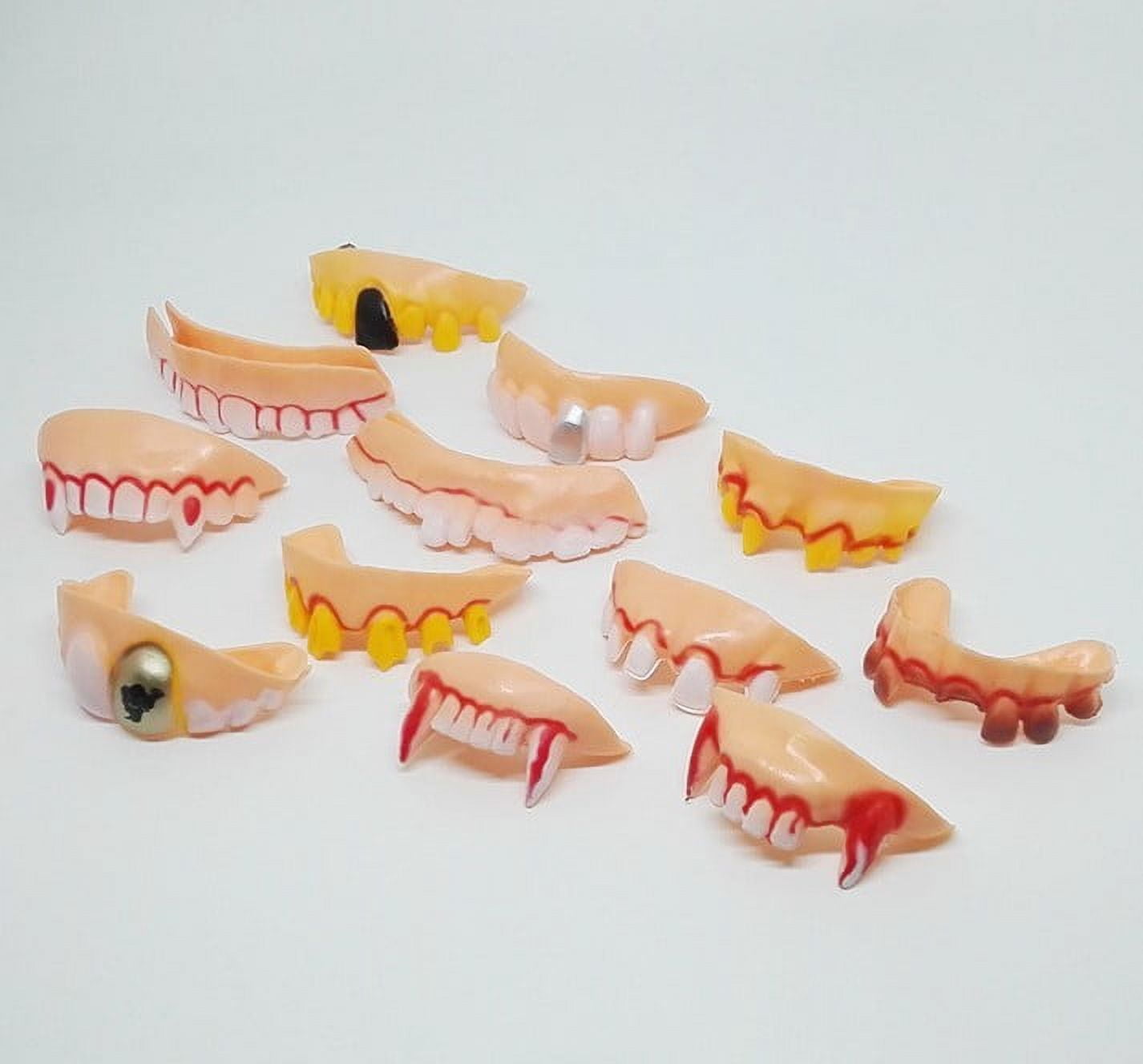 Colmillos De Vampiro Y Dientes Postizos De Halloween – Pack De 12 Piezas Surtidas Para Disfraces, Fiestas De Terror Y Cosplay