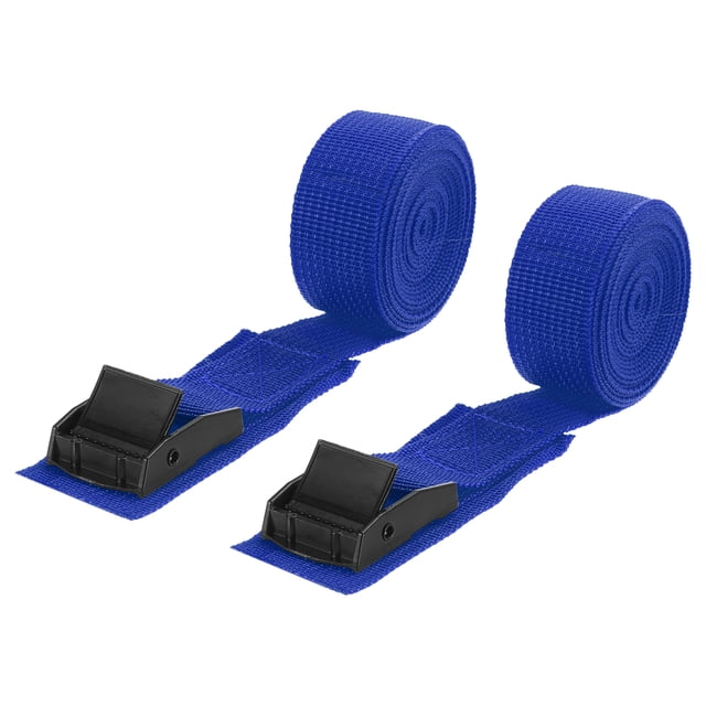Unique Bargains Sangles à Attacher, 2 Pcs Sangles d'Arrimage à Boucle Réglables, Sangle de Serrage 200x2,5 cm (Bleu Foncé)