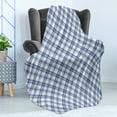thumbnail image 4 of Navy Plaid Soft Flannel Fleece Throw Blanket, Arrangement of Overlapped Diagonal Lines Fashion Print, Cozy Plush for Indoor and Outdoor Use, 60" x 80", Azure Blue Sky Blue, by Ambesonne, 4 of 5