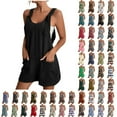 thumbnail image 6 of ASDFVBKG Womens Rompers Summer Adjustable Strap Sleeveless Overalls Casual Loose Wide Leg Plus Size Shorts Jumpers with Pockets Pink 4XL, 6 of 6