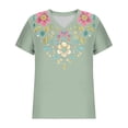 thumbnail image 5 of AVTOIFY Summer Womens Blouses Dressy Casual, Women's Fashion Casual Comfortable Printed Short Sleeved V-Neck T-Shirt Blouse Green M, 5 of 5