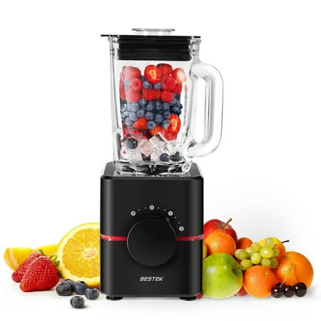 Professional Food Mixers - Blender with Glass Jar by BESTEK- UL Certified, BPA Free 550 Watts Smoothie Blender, 2-Speed Function, Professional Food Processor, Mixer, Juicer, Multi-functional