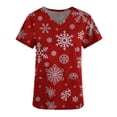 thumbnail image 4 of Luxalzxs Scrub Tops for Women Snowflakes Printed Short Sleeve Nurse Working Uniform with Pocket Summer Holiday Tunic Blouse, 4 of 4