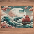 thumbnail image 6 of Ambesonne Nautical Jigsaw Puzzle, Whale Sakura Spring Ocean, Heirloom-Quality Fun Activity for Family Durable Cardboard, 1000 pcs, Teal Blush and Dark Coral, 6 of 6