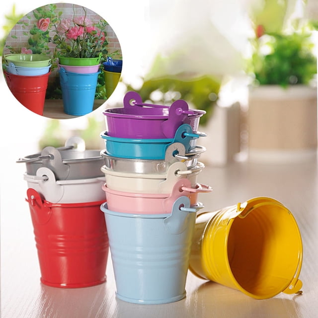 FUTUREORYY 10Pcs Assorted Color Metal Hanging Flower Pots for Balcony Garden and Patio Decoration