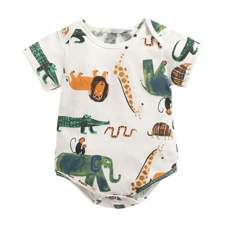 

Baby Onesie Summer Animal Printed Short Sleeve Bodysuits Romper Bodysuits Indoor Wear Newborn Infant Child Clothing Streetwear Kids Dailywear Outwear