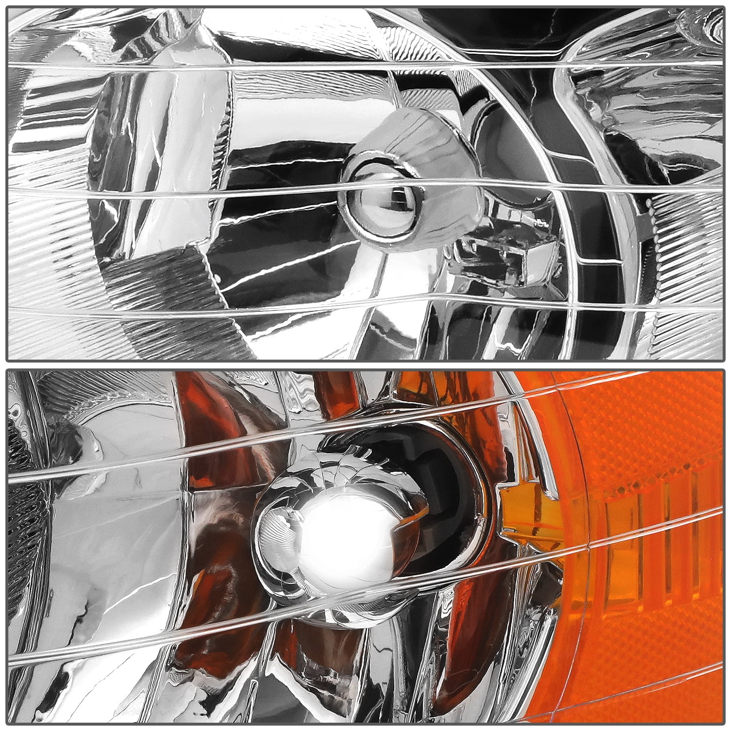 DNA Motoring For 02-05 Dodge Ram 1500 2500 3500 Chrome Amber Euro Crystal Headlight Pair