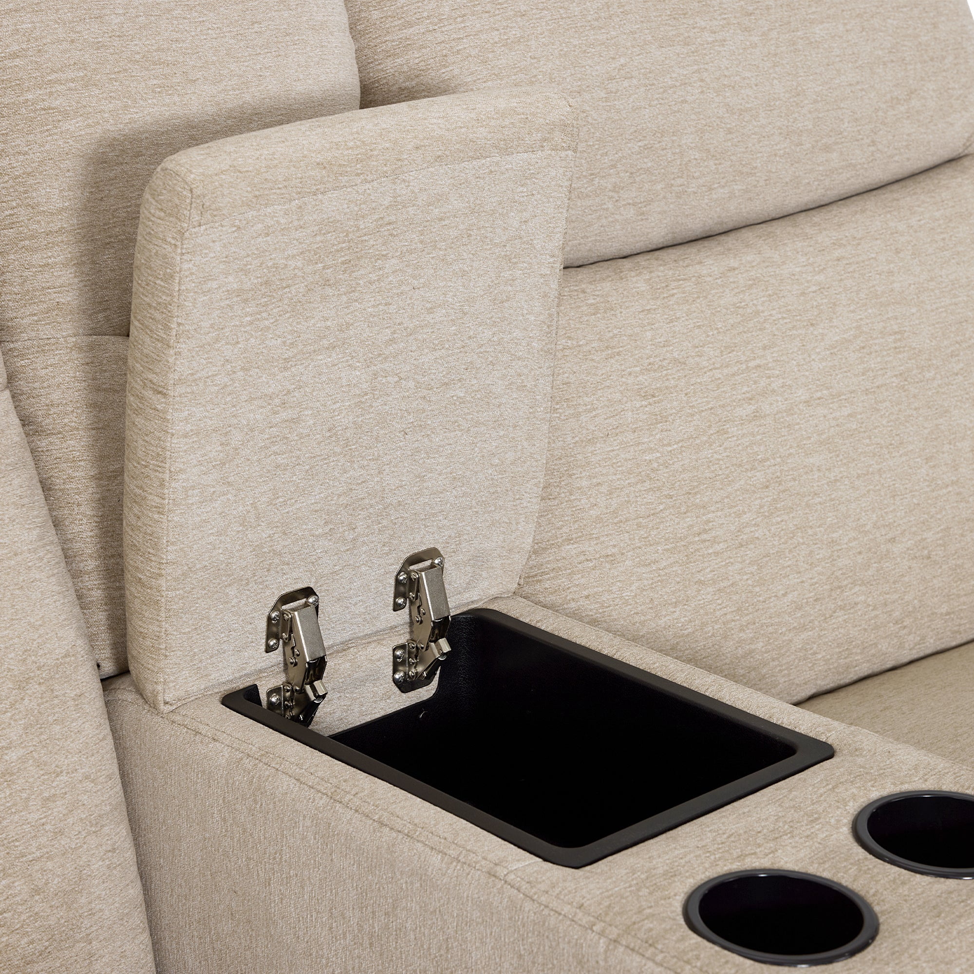 MCombo 78.3" Wall Hugger Power Loveseat Recliner Sofa with Console, Reclining Loveseat with USB Ports, Cup Holders, for Small Spaces Living Room RV, Fabric PR635M2 (Beige)