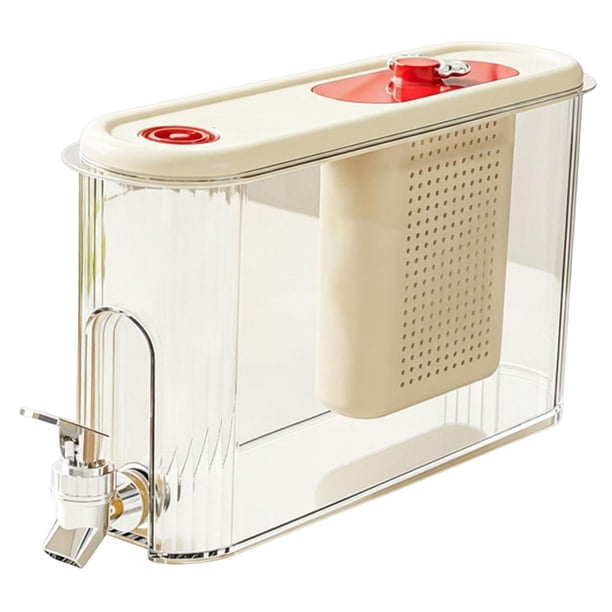Hervidor de agua fría con grifo de 4 litros, dispensador de bebidas para limonada y cerveza, suministros de cocina. Rojo