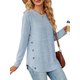 thumbnail image 3 of Blusas de Larga con Cuello Redondo para Mujer, Blusas Holgadas con Botones para Otoño e Invierno 2025. Azul S, 3 of 10