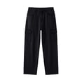thumbnail image 2 of GrmtClth Men Loose Cargo Jeans, Male Denim Trousers, Wide Leg Multi Pocket Casual Pants, Breathable Daily Streetwear, Relax Fit Outdoor Fashion Bottoms Black L, 2 of 5
