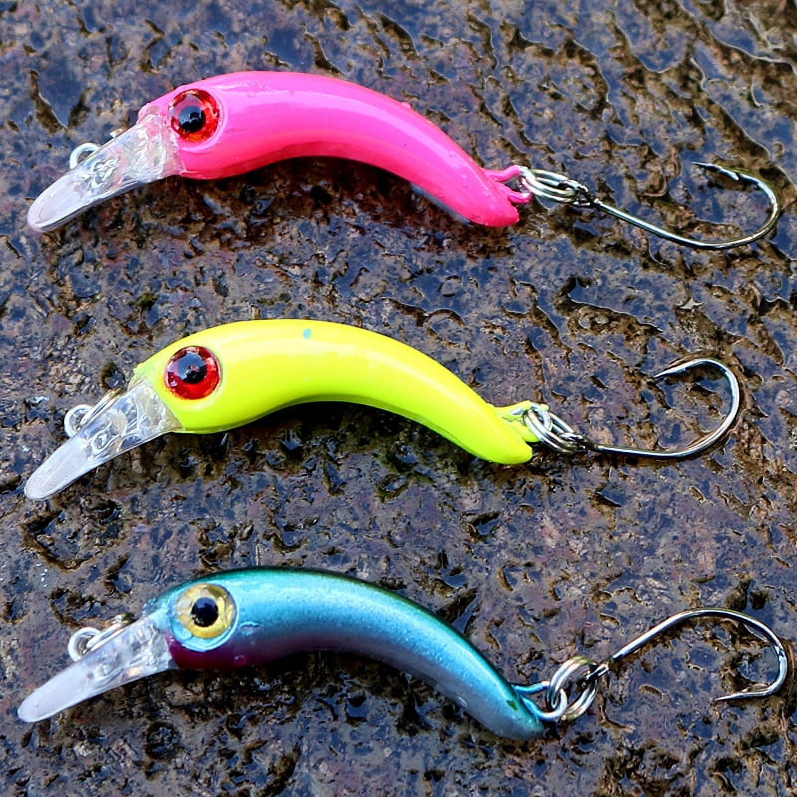 2PC Fishing Lures Jigs 1.5g Small Minnow Lure Micro Bait Mini Bow Single Hook Lure Fake Bait Rock Craw Micro Casting Type