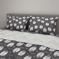 thumbnail image 2 of Cat Lover Comforter & Sham Bedding Set, Cartoon Style Upside down Smiling Tribal Native Cats with Little Heart Design, 3 pcs Duvet Set Microfiber Filling Quilt, 5 Sizes, Ivory and Grey, by Ambesonne, 2 of 4