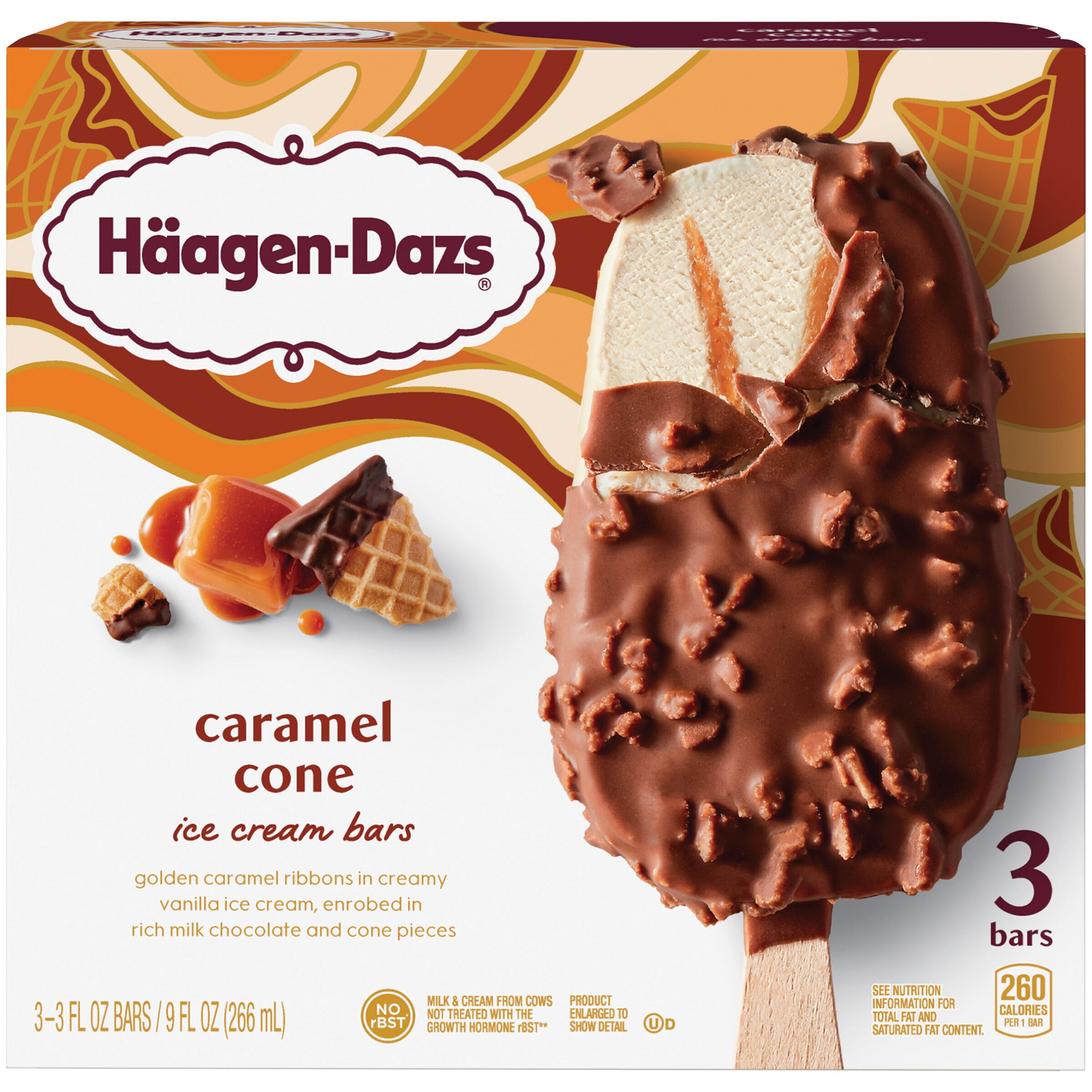 Häagen-Dazs Caramel Cone Ice Cream Bars, 3 fl oz, 3 count 