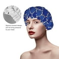 thumbnail image 4 of Kll Blue Gold Grid Lantern Shapes Pattern Shower Cap & Bath Cap For Women,Reversible Oversized Waterproof Shower Caps For All Hair Lengths,Elastic Reusable Bathing Hair Cap, 4 of 9