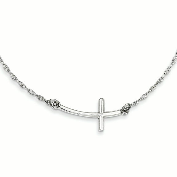 FJC Finejewelers Sterling Silver Large Sideways Curved Cross Necklace