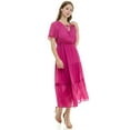 thumbnail image 3 of Women's Luxology Tie-Front Tiered Midi Gauze Dress Color: Navy Size: LARGE, 3 of 4