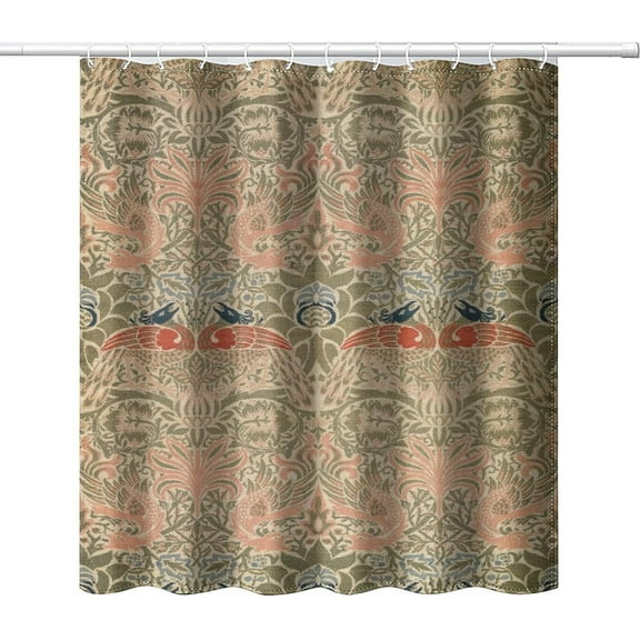 Victorian William Morris Original Design Vintage Shower Curtain Furniture Bathroom Fabric Decorations Washable Shower Curtain with Hooks